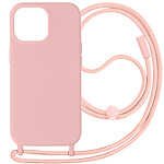 Avizar Coque Cordon pour iPhone 15 Pro Max Semi-Rigide Lanière Tour du Cou 80cm  Rose