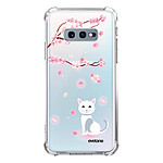 Evetane Coque Samsung Galaxy S10e anti-choc souple angles renforcés transparente Motif Chat et Fleurs
