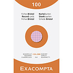 EXACOMPTA Étui de 100 fiches - bristol quadrillé 5x5 non perforé 125x200mm - Couleurs assorties