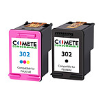 COMETE - 302 - 2 Cartouches d’Encre Compatibles pour HP 302 imprimante HP - Noir/couleur - Marque française