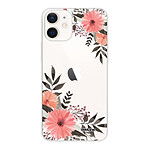 Evetane Coque iPhone 12 mini silicone transparente Motif Fleurs roses ultra resistant