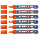 EDDING Marqueur pour Tableaux blancs 250 CorpsAlu Orange Pointe Ronde 1,5-3 mm x 6