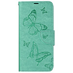 Avizar Étui pour Samsung A35 5G Portefeuille Papillon avec Dragonne Turquoise