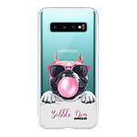 Evetane Coque Samsung Galaxy S10 Plus silicone transparente Motif Bubble Dog ultra resistant