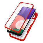 Avizar Coque 360° pour Samsung Galaxy A22 5G Dos Rigide Protection Écran Souple Coins Renforcés  Contour rouge