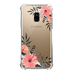 Evetane Coque Samsung Galaxy A8 2018 anti-choc souple angles renforcés transparente Motif Fleurs roses