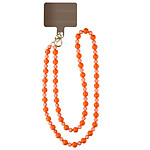 Avizar Bijou Téléphone Universel Grosse Perle Chaines 120cm avec Double Attache orange et corail