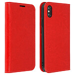 Avizar Etui folio Rouge Cuir véritable pour Apple iPhone XS Max