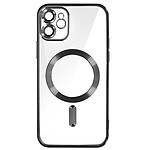 Avizar Coque MagSafe pour iPhone 11 Silicone Protection Caméra  Contour Chromé Noir