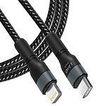 LinQ Câble USB-C vers Lightning Power Delivery 27W Charge Rapide Longueur 2m  Noir