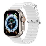 Dux Ducis Bracelet pour Apple Watch 41mm / 40mm / 38 mm Silicone Ajustable Design Wavy blanc