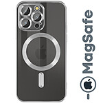 Avizar Coque MagSafe pour iPhone 14 Pro Max Silicone Protection Caméra  Contour Chromé Argent