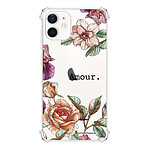 LaCoqueFrançaise Coque iPhone 12 mini anti-choc souple angles renforcés transparente Motif Amour en fleurs