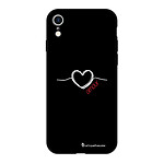 LaCoqueFrançaise Coque iPhone Xr Silicone Liquide Douce noir Coeur Blanc Amour