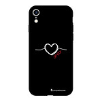 LaCoqueFrançaise Coque iPhone Xr Silicone Liquide Douce noir Coeur Blanc Amour