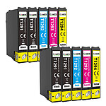 10 Cartouches compatibles Epson T129XL - 4 Noir + 2 Cyan + 2 Magenta + 2 Jaune