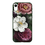 LaCoqueFrançaise Coque iPhone Xr Silicone Liquide Douce vert kaki Fleurs roses