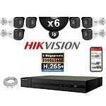 HIKVISION Kit Vidéo Surveillance PRO IP : 6x Caméras POE Tubes IR 30M 4 MP + Enregistreur NVR 8 canaux H265+ 2000 Go
