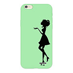Evetane Coque iPhone 6/6S Silicone Liquide Douce vert pâle Silhouette Femme