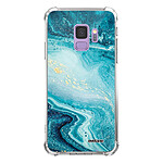 Evetane Coque Samsung Galaxy S9 anti-choc souple angles renforcés transparente Motif Bleu Nacré Marbre