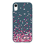 Evetane Coque iPhone Xr Silicone Liquide Douce bleu nuit Confettis De Coeur