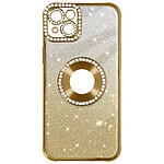 Avizar Coque Glitter pour iPhone 14 Plus Orné de Diamant Silicone Souple Or