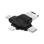 Avizar Lecteur Carte Micro-SD 4 en 1 USB-C / Lightning / Micro-USB / USB Noir