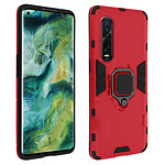 Avizar Coque Oppo Find X2 Pro Antichoc Multicouche Bague Support Vidéo Rouge