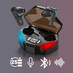 Ecouteurs Gaming RGB Bluetooth 5.2 Boitier de charge Micro HD modèle Y-04 Noir