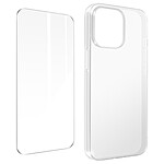 Avizar Coque pour iPhone 14 Pro Max Silicone Souple et Film Verre Trempé 9H  transparent