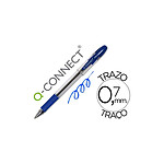 Q-CONNECT Stylo-bille transparent trait 0.4mm pointe moyenne 0.7mm encre douce grip caoutchouc coloris bleu x 12
