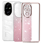 Avizar Coque pour Honor 200 Pro Motif Paillette Dégradé Caméra Protégée Rose Champagne