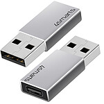 4smarts Lot de 2 Adaptateurs USB vers USB C Charge et Transfert 5GB/s Argent