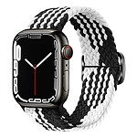 Avizar Bracelet pour Apple Watch 41mm et 40mm et 38 mm Nylon Tressé Ajustable par Boucle Métallique  blanc et noir