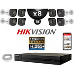 HIKVISION Kit Vidéo Surveillance PRO IP : 8x Caméras POE Tubes IR 30M 4 MP + Enregistreur NVR 8 canaux H265+ 3000 Go
