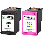 COMETE - Marque Française - 300 - 2 Cartouches d'Encre Compatibles HP 300 - 1 Noir + 1 Couleur