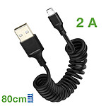 Avizar Câble USB vers Micro-USB 2A Extensible de 35cm à 80cm Charge Rapide  Noir