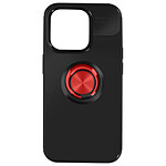Avizar Coque pour iPhone 15 Pro Anneau Chromé Silicone flexible  Noire et Rouge