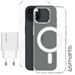 Pack 3-en-1 pour iPhone 15 Coque MagSafe Verre Trempé Chargeur USB-C 20W 4smarts