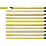 STABILO Stylo feutre Pen 68, jaune moutarde x 10