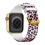 Avizar Bracelet pour Apple Watch 41 / 40 / 38 mm Silicone à Motif Léopard Rose