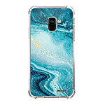 Evetane Coque Samsung Galaxy A8 2018 anti-choc souple angles renforcés transparente Motif Bleu Nacré Marbre