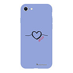 LaCoqueFrançaise Coque iPhone 7/8/ iPhone SE 2020 Silicone Liquide Douce lilas Coeur Noir Amour