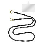 Avizar Bijoux Téléphone Perles 120cm avec Double Attache et Accroche Universelle Noires