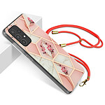 Avizar Coque Samsung Galaxy A52, A52 5G et A52s Motif géométrique Cordon Amovible rose