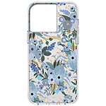Case mate Coque MagSafe pour iPhone 15 Pro Max Motif Fleurs Garden Party Bleu