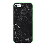 Evetane Coque iPhone 7/8/ iPhone SE 2020 Silicone Liquide Douce vert pâle Marbre noir