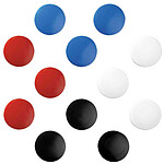 HERLITZ Blister 10 aimants ronds diamètre 30 mm coloris Assortis noir rouge bleu blanc