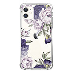 LaCoqueFrançaise Coque iPhone 11 anti-choc souple angles renforcés transparente Motif Pivoines Violettes