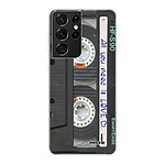 Evetane Coque Samsung Galaxy S21 Ultra 5G silicone transparente Motif Cassette ultra resistant